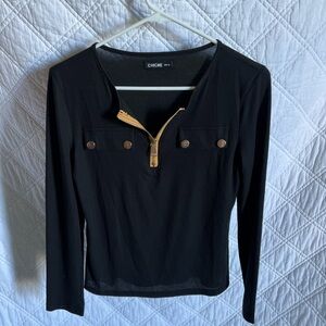 Chic me gold embellished long sleeve shirt